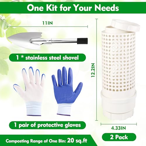 2 Packs Inground Worm Composter, Outdoor Worm Compost Bin Kit with Lid
