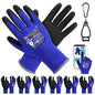 7 Pairs Safety Work Gloves Seamless Nylon Knit MicroFoam Nitrile Coated - size: Large, style: 7 Pairs,blue