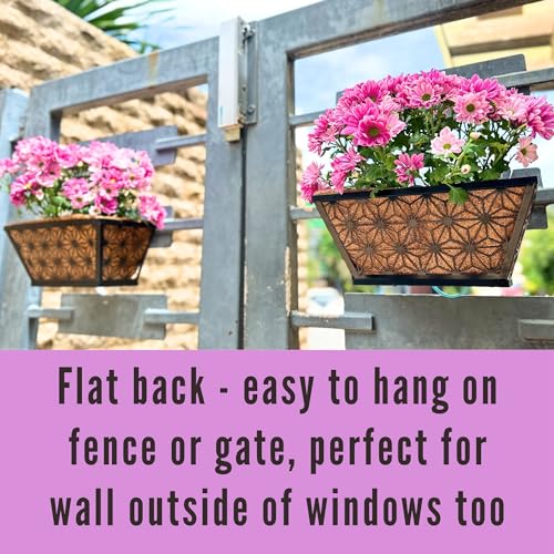 LaLaGreen Black Wall Planter (12 in, 4 Pack) Window Flower Box Holder - size: 12" (30cm) x 4 pack