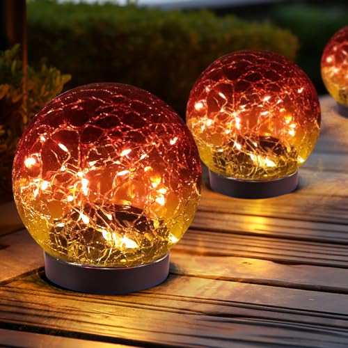 JKIMK Solar Globe Lights Outdoor Waterproof-Solar Balls for Garden - color: Gradient red, size: 2 Globes