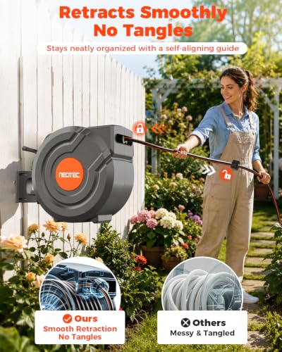 5/8 in 115 ft Retractable Garden Hose Reel with 9-Pattern Sprayer Nozzle