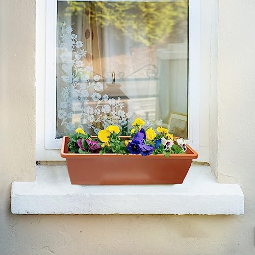 QPEY Window Box Planter, 10PC 17In Red Plastic Flower Box for Outdoor - color: Red