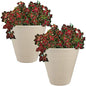 Sunnydaze Walter 15.5" Plastic Planter Pot for Plants, White, 2pk