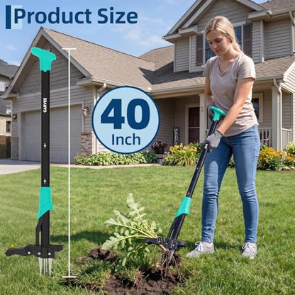 40" Long-Handle Stand-Up Weed Puller, 4-Claw Gardening Weeding Tool with Easy Ejector, Remove Weeds Without Bending, Pulling, or Kneeling