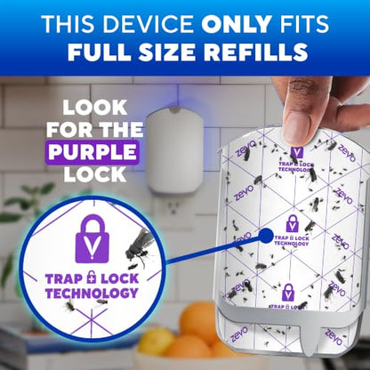 Zevo Flying Insect Trap for Fruit Flies & Gnats, 4 Plug-in Bases, 4 Refills - style: 4 Devices & 4 Cartridges