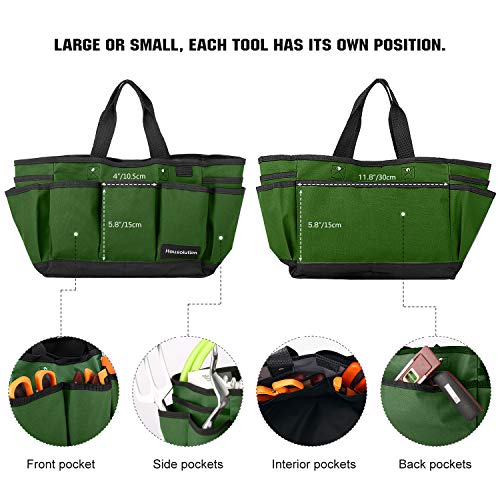 Housolution 12 Inch Gardening Tote Bag, Garden Tool Storage Bag, Dark Green - color: Dark Green, size: 12 Inch