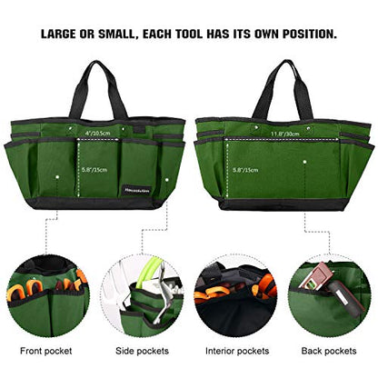 Housolution 12 Inch Gardening Tote Bag, Garden Tool Storage Bag, Dark Green - color: Dark Green, size: 12 Inch