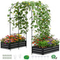 DoCred 4x2x1Ft Raised Garden Bed with 87"H Arch Trellis for Climbing Plants - color: Black