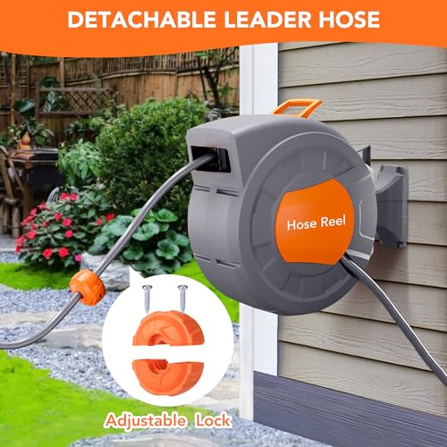Retractable Garden Hose Reel, 72ft Slow Rewind Wall Mount - size: 72FT