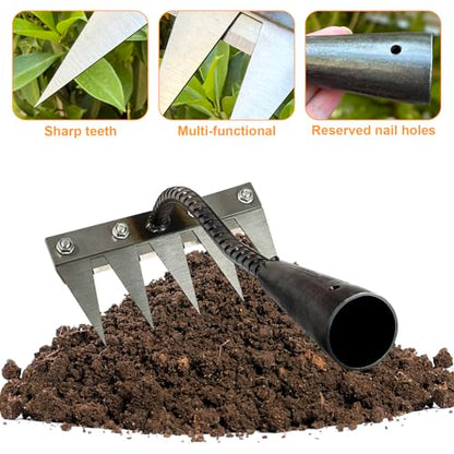 Ironrake The Heavy-Duty Iron Weeding Rake,1pc Iron Rake with 5 Metal Tines - size: 5 TINES