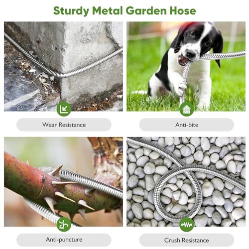 Rcfunkid Garden Hose 50FT No-Kink Metal Hose With 10 Function Nozzle Tough - size: 50FT