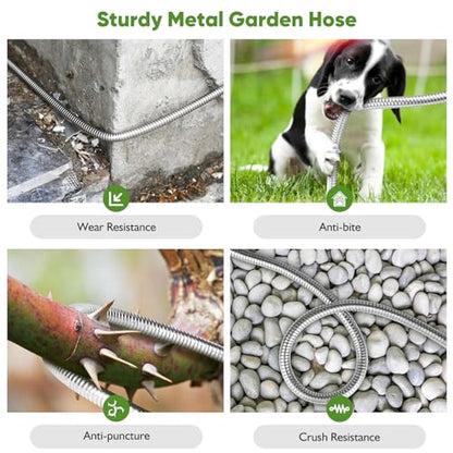 Rcfunkid Garden Hose 50FT No-Kink Metal Hose With 10 Function Nozzle Tough - size: 50FT