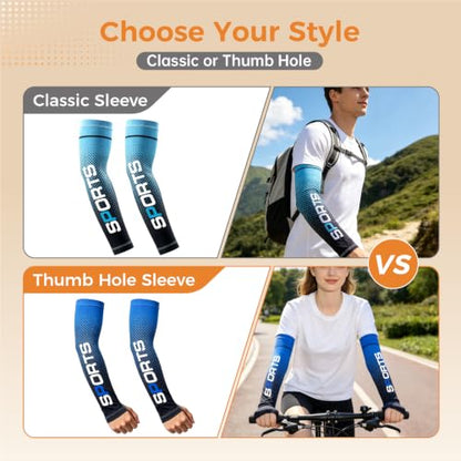 Bacophy UV Protection Arm Sleeves Cooling Cover for Men Women 6 Pairs - color: Orange+green+deep Blue+light Blue+grey*2