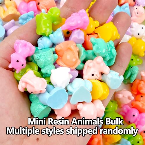 40PCS Mini Resin Animals Variety Pack, Tiny Resin Animal Figurines - color: Random Solid Color