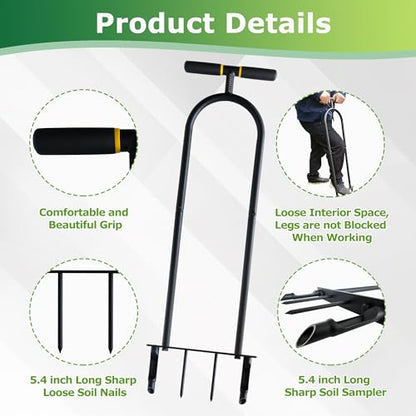 Core Aerator Lawn Tool, Plug Aerator for Hard Soil, Auto-Eject, No-Clog