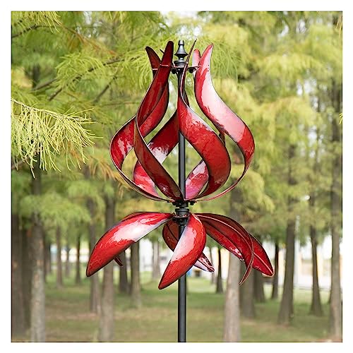 Red Tulip Wind Spinners Outdoor - 87" H Large Yard Spinners