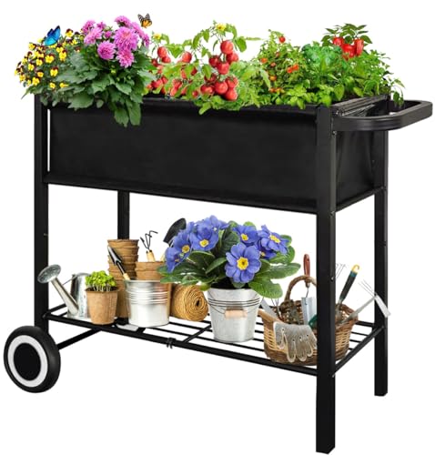 Raised Garden Bed with Legs, Black