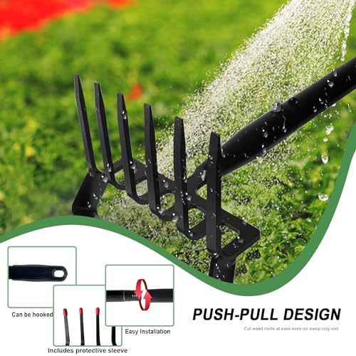 6-Tines Rake and Stirrup Hoe - Stainless Steel Cultivator for Gardening