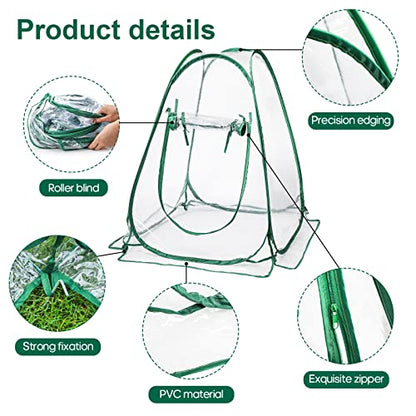 Lyellfe Pop Up Greenhouse Cover, PVC Mini Greenhouse with Nails - size: 28" x 28" x 34"