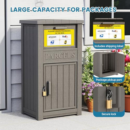 Package Delivery Box for Outside, Parcel Drop Box, Slate Gray, 60 Gallon - color: Slate Gray