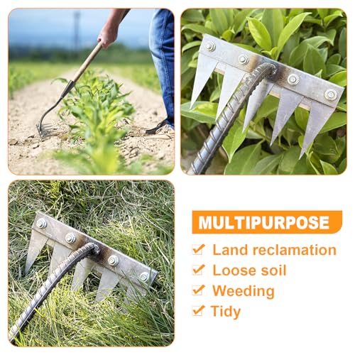 Ironrake The Heavy-Duty Iron Weeding Rake,1pc Iron Rake with 5 Metal Tines - size: 5 TINES