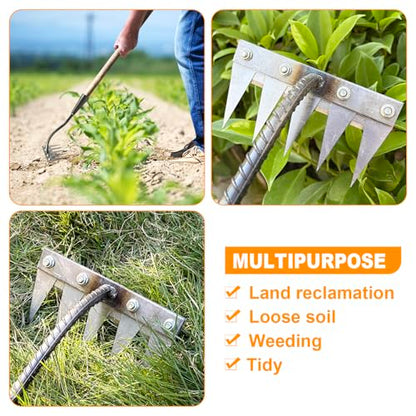 Ironrake The Heavy-Duty Iron Weeding Rake,1pc Iron Rake with 5 Metal Tines - size: 5 TINES