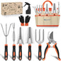 Yesker Gardening Tools 9-Piece Heavy Duty Garden Tool Set Gardening Supplies Gifts for Women Men Gardening Hand Tool Kit with Non-Slip Ergonomic Handle, Garden Bag, Durable Gloves and Shears, Orange - size: 9PCS Black Orange