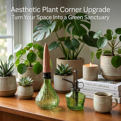 Topadorn Glass Plant Watering Kit, Plant Mister Spray Bottle - color: Green