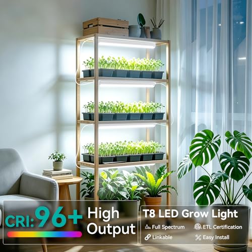 JESLED 2FT Grow Lights, 5000K Full Spectrum Sunlight White, V-Shaped Beam - size: 2FT-2P