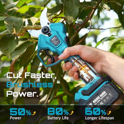 SEESII 2-in-1 Pole Electric Pruning Shears, 1.8" Cut Pole Cordless Pruner - color: Sky Blue