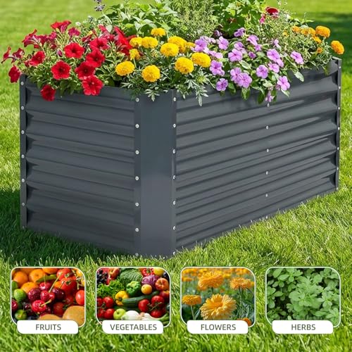 Raised Garden Bed, 4x2x1.86ft, Grey - color: Gray, size: 4×2×2FT(1pcs)