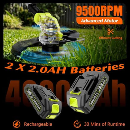 20V Electric Cordless String Trimmer 2 x 2.0Ah Battery Powered with Charger