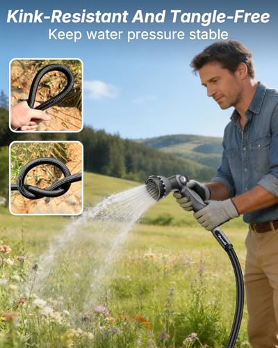 Garden Hose, 50FT Ultra Lightweight Water Hose with Spray Nozzle - size: 50FT HDPE