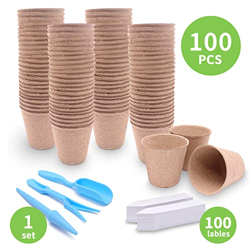 100 Pack 3.15 In Mini Flower Pots Disposable Plant Pots with Labels,Tools