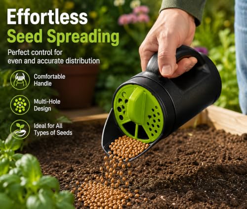 Gardenised Handheld Seed Spreader Versatile Lawn & Garden Tool Adjustable Shaker for Fertilizer Grass Seed Salt Ice Melt Deicer Growth Enhancer & Fish Feed Ideal for Landscaping Sports Fields & Yard