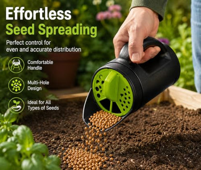Gardenised Handheld Seed Spreader Versatile Lawn & Garden Tool Adjustable Shaker for Fertilizer Grass Seed Salt Ice Melt Deicer Growth Enhancer & Fish Feed Ideal for Landscaping Sports Fields & Yard
