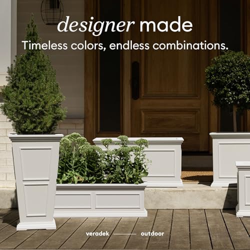 Veradek Brixton Series Planter - Tall Outdoor Planter with Shelf - color: White, size: 26 inch