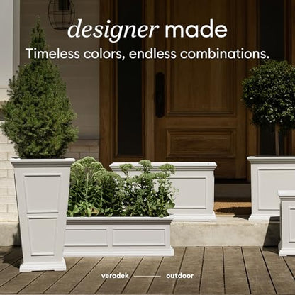 Veradek Brixton Series Planter - Tall Outdoor Planter with Shelf - color: White, size: 26 inch