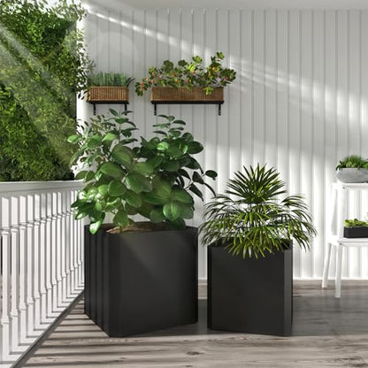 Metal Planter Box 24”L x 24"W x 24"H Large Square Steel Planter Box - color: Black, size: 24"Lx24"Wx24"H