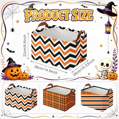 Britimes Storage Baskets for Gifts, Toy Storage Bins Box, 3 Pack, Halloween - color: Fall Halloween Geometric