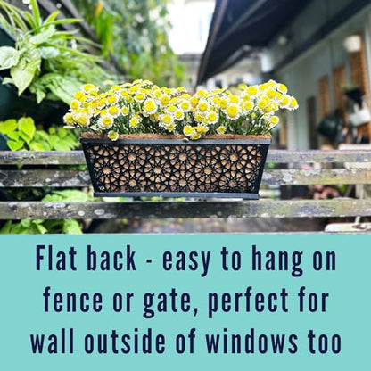 LaLaGreen Garden Wall Planter (16 in, 4 Pack) Black Window Box with Liner - size: 16" (41cm) x 4 pack
