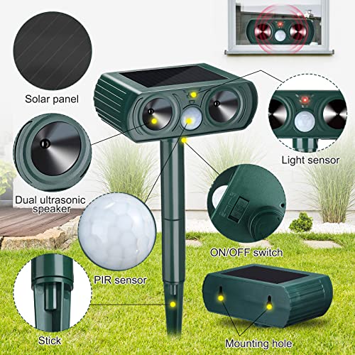 3 Packs Ultrasonic Solar Animal Repeller Motion Sensor Outdoor