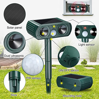 3 Packs Ultrasonic Solar Animal Repeller Motion Sensor Outdoor