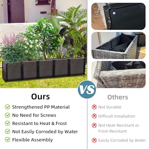 Large Planters for Outdoor Plants 20" Tall Planter Box, 94.4"L x 15.7"W - size: 94.4"(l) X 15.7"(w) X 19.7"(h)