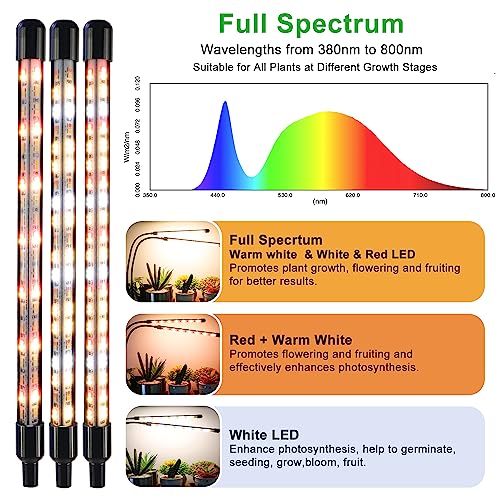 Grow Lights for Indoor Plants, Full Spectrum Dual-Head Clip Plant Lights - size: 2 Head-V 2 Pack