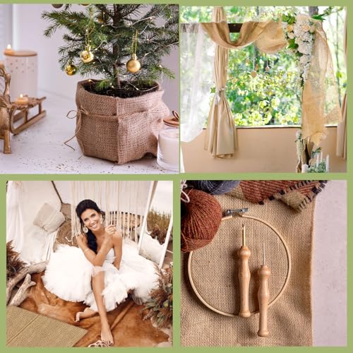 Buryeah 1 Pack 80 Inch X 50 ft Burlap Fabrics Roll Natural Jute Garden - size: 80 Inch x 50 ft