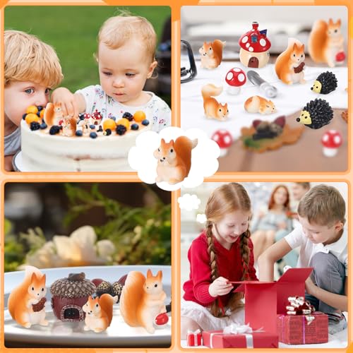 20Pcs Mini Resin Squirrel Figurines Miniature Squirrel Figures