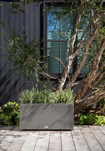 Veradek Block Series Long Box Planter - Rectangular Outdoor Planter - color: Gray, size: Medium - 2 Pack