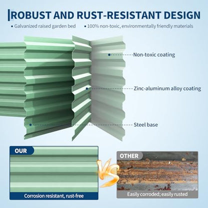 Garvee 2PCS 6x3x2ft Galvanized Raised Garden Bed, Outdoor Planter Box - color: Green-rect., size: 6x3x2ft 2pcs