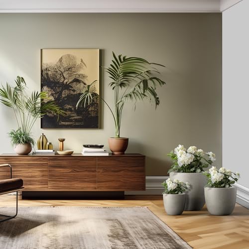 Kante Set of 3 Weathered Concrete Bowl Planters 18" 14" 10" Dia - color: Buff Concrete, size: 18"d + 14"d + 10"d